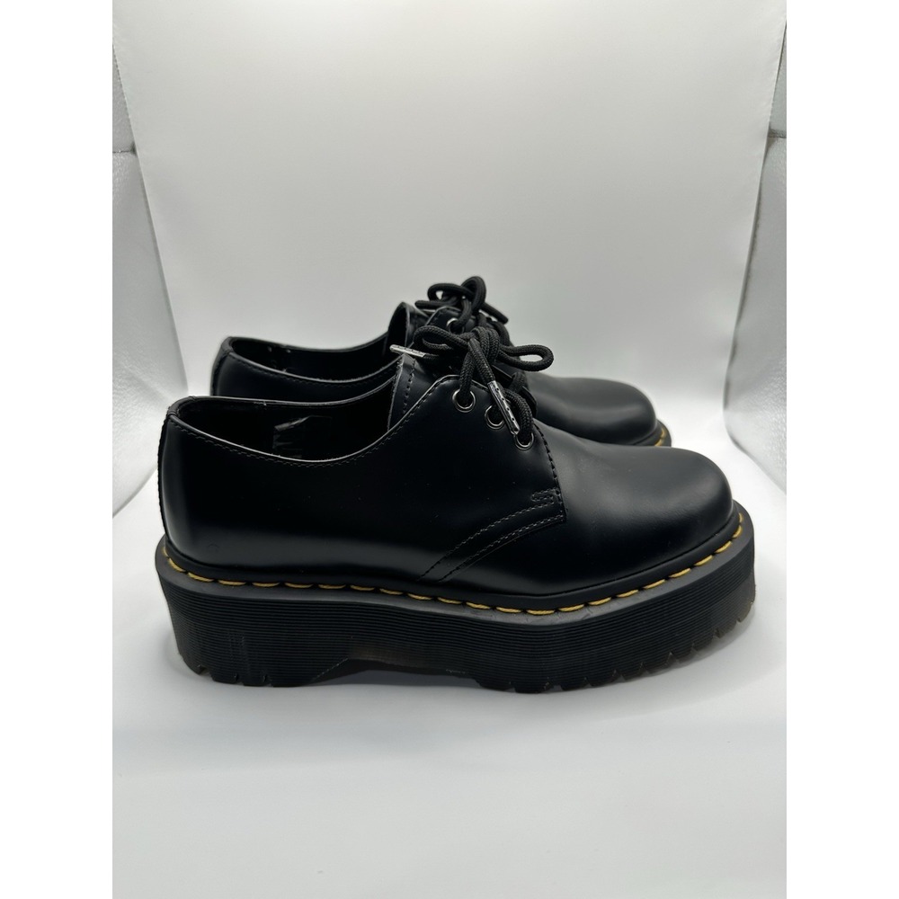 Dr. Martens Oxford Shoes Womens 7 Mens 6 US 1461 Quad Black Leather Platform - Picture 6 of 9